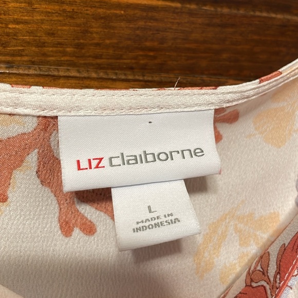 Liz Claiborne Cream Floral Sleeveless Blouse - Picture 3 of 7